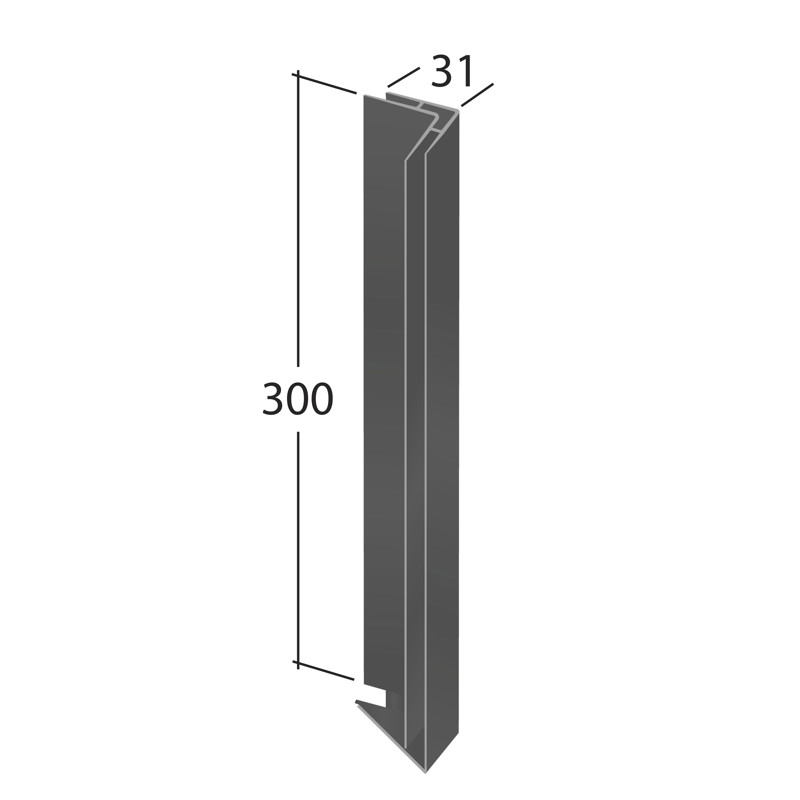 H-Section corner joint trim 90° (External 300x31mm)