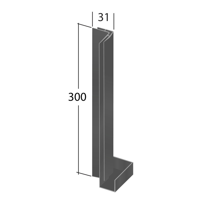 H-Section corner joint trim 90° (Internal 300x31mm)