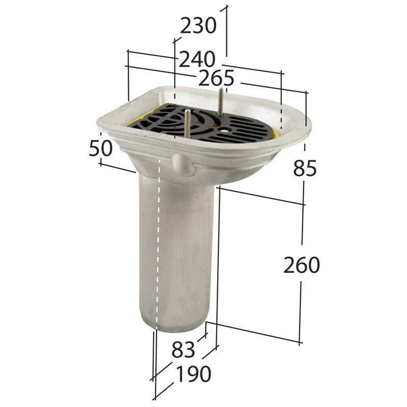 Balcony Outlet 82mm⌀ Pipe Connection